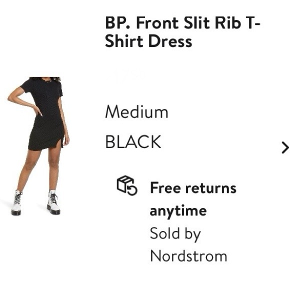 BP Black Ribbed T-Shirt Dress, sz M - like new - Picture 3 of 7